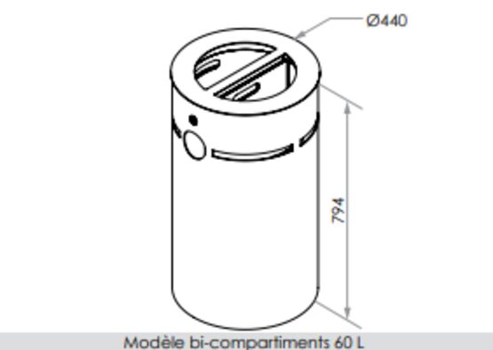  Corbeille de tri | Modèle Pi avec parement bois et structure acier - SEMCO