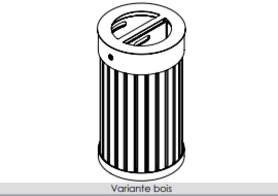  Corbeille de tri | Modèle Pi avec parement bois et structure acier - Poubelle