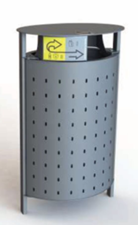  Corbeille de tri urbaine | Epure Corbeille Norm BiFlux 100 L en acier - SEMCO
