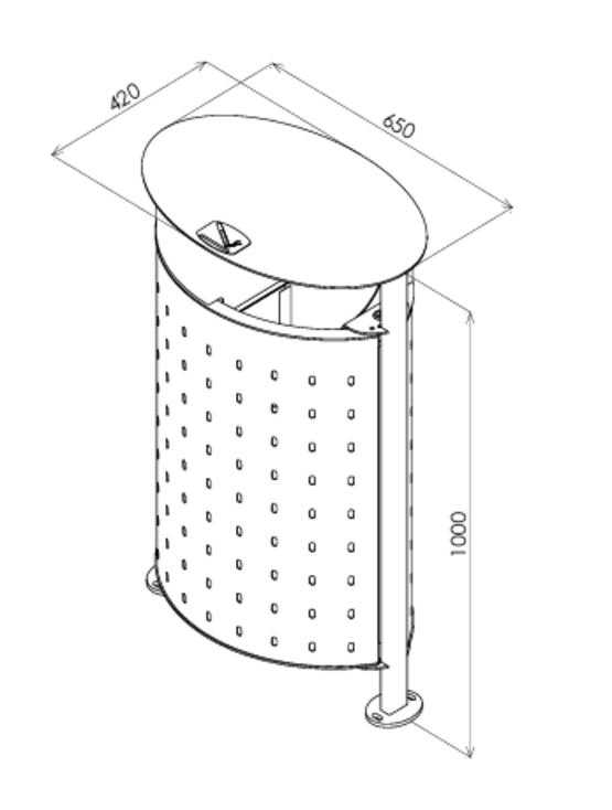  Corbeille de tri urbaine | Epure Corbeille Norm BiFlux 100 L en acier - Poubelle