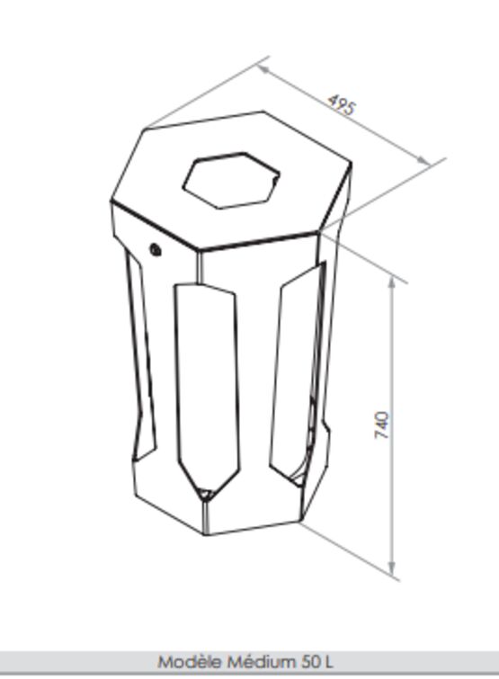  Corbeille de voirie | Corbeille Campus en acier thermolaqué 50 L - SEMCO
