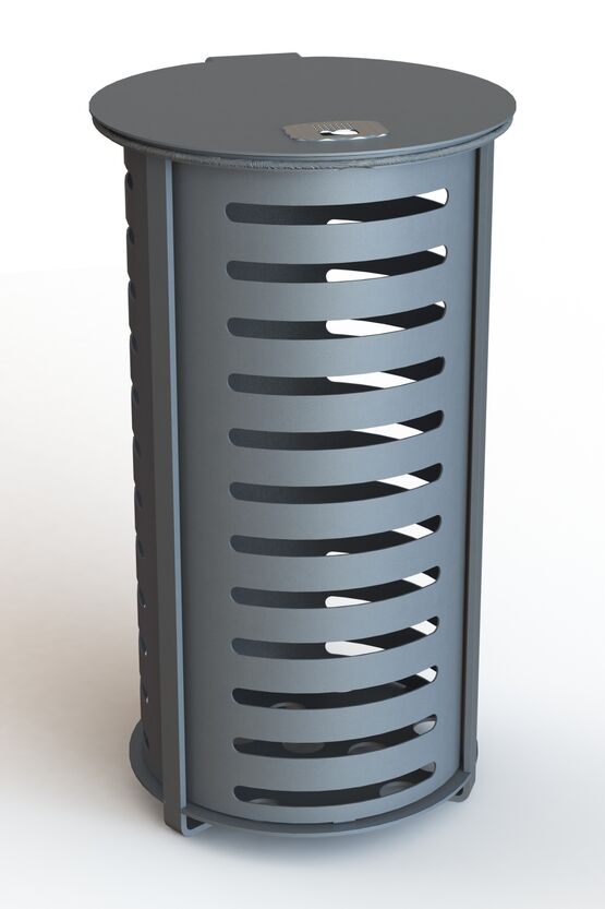  Corbeille de voirie cylindrique | Alpha Néomob en acier thermolaqué 90 L - SEMCO