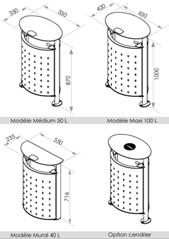 Corbeille de voirie | Epure Corbeille Norm en acier thermolaqué - produit présenté par SEMCO