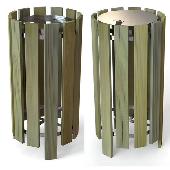  Corbeille extérieure en pin Ludois | 1-01-5-001 - Poubelle