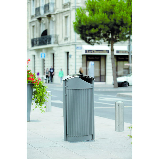  Corbeille urbaine en tôle d&#039;acier plié | Hellébore - SERI