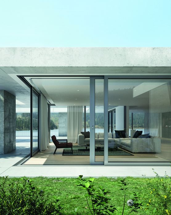 Coulissant aluminium à masses vues réduites pour façade transparente | ASE 60 et 80.HI - Baie coulissante ou à galandage en aluminium