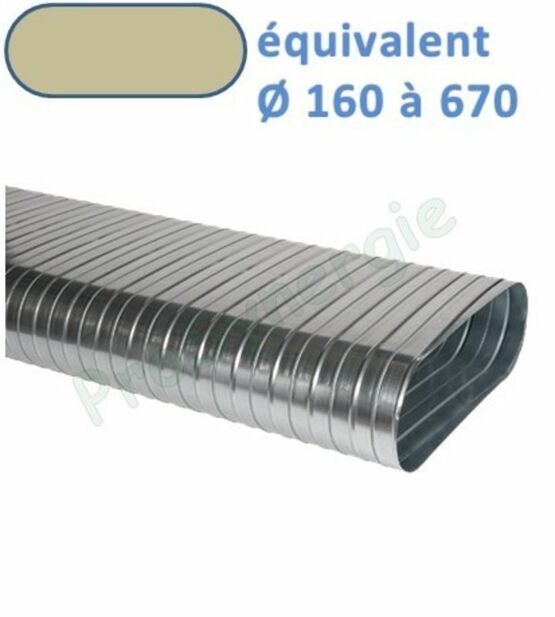 CSRO - Conduit de ventilation Spiralé Rigide galva Oblong - Longueur 3m | SITE002180