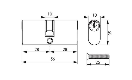  Cylindre à clé crantée ovale 28 x 28 mm 3 clés - BEAURAIN DISTRIBUTION