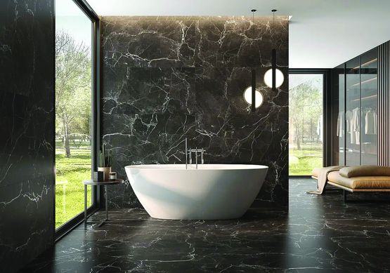 Dalle mince en grès cérame émaillé aspect marbre veiné poli ou mat | Marble 