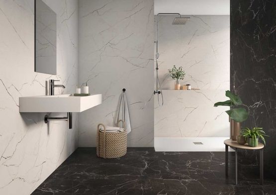 Dalle mince en grès cérame émaillé aspect marbre veiné poli ou mat | Marble  - produit présenté par ROCA