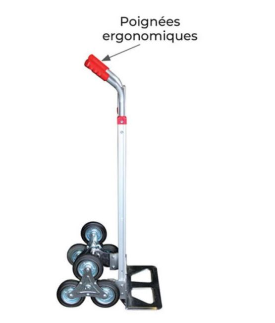 Diable aluminuim 3 roues monte-escalier 150kg - Mobilier d'archivage et stockage (rayonnages, chariots mobiles, rack...)