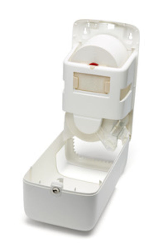  Distributeur de rouleaux pour sanitaires à trafic élevé | Tork Distributeur Twin pour Papier Toilette Rouleau Mid-Size - SCA HYGIENE PRODUCTS - TORK