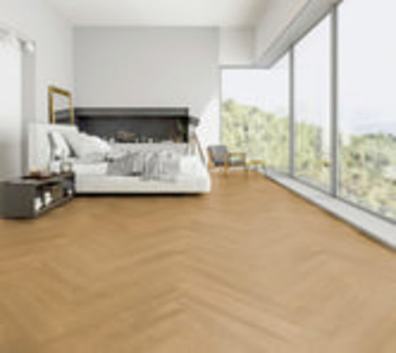 Du vrai bois mais plus fort, Plus durable que le parquet traditionnel, Parquets en chênes à bâtons rompus | Chêne Capitol Reef Q01 collection Hywood Herringbone - TER HUERNE GMBH & CO.KG