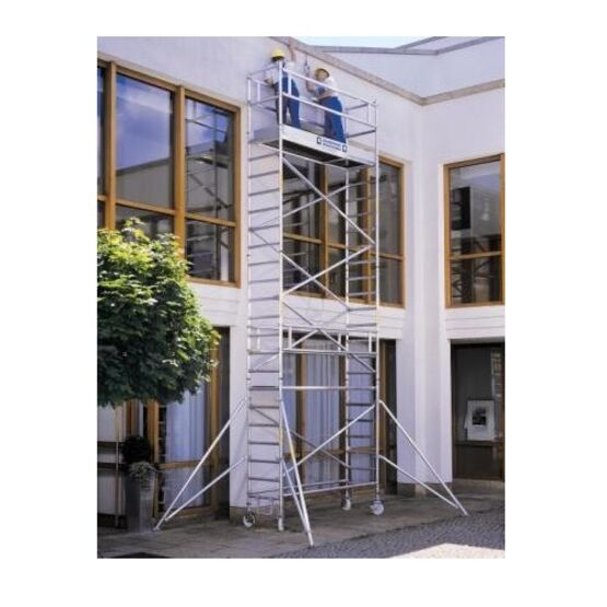 Échafaudage aluminium roulant avec stabilisateurs rabattables et réglables | GENTNER ET FILS