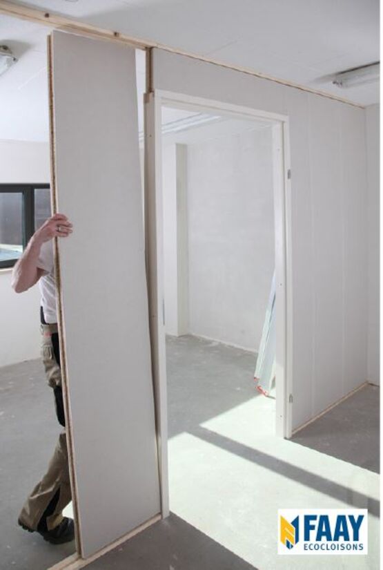  Ecocloison modulaire épaisseur 70 mm | VP70 Faay - Cloison amovible à éléments pleins ou vitrés