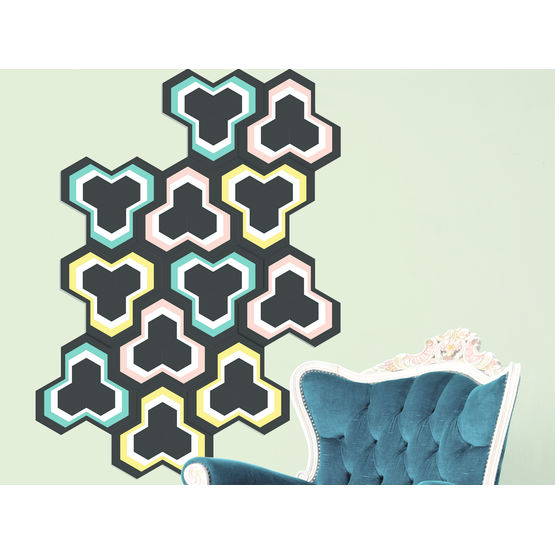 Elément décoratif mural modulable  adhésif ou aimanté | Hexagone Mural