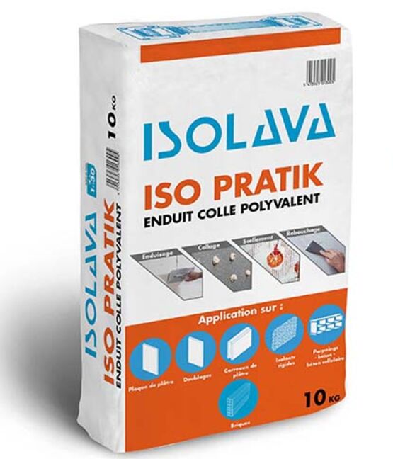 Enduit-Colle polyvalent ISOPRATIK 10kg - ISOLAVA FRANCE