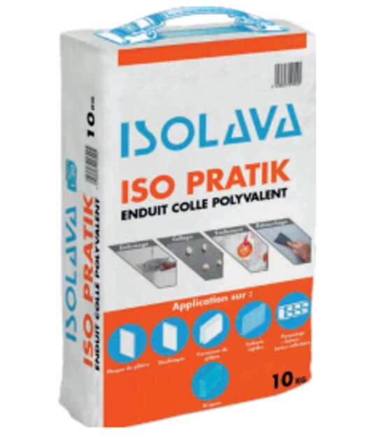 Enduit-Colle polyvalent ISOPRATIK 10kg - Enduits et produits pour préparation des fonds