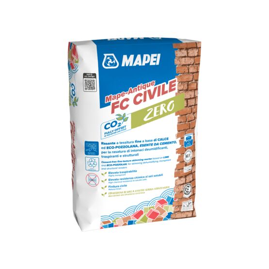 Enduit de finition à la chaux et éco-pouzzolane | MAPE-ANTIQUE FC CIVILE pour façades respirantes