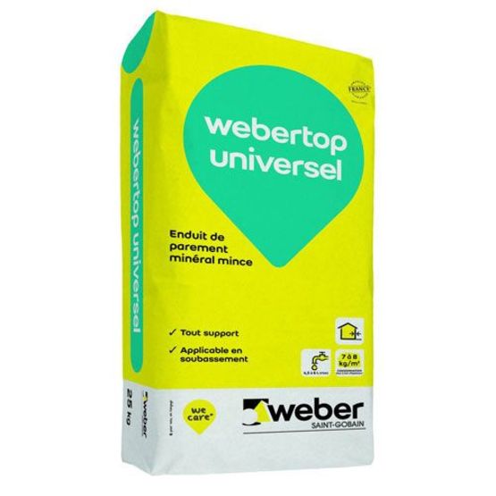 Enduit de parement minéral mince pour façade et soubassement | Webertop Universel