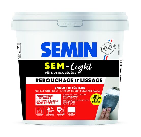 Enduit de rebouchage et lissage en pâte allégée | SEM-LIGHT