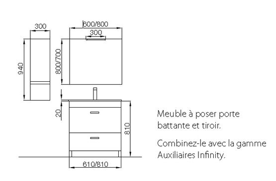 Salgar ALMAGRO : Ensemble meuble salle de bain à pieds / sol – Batiproduits