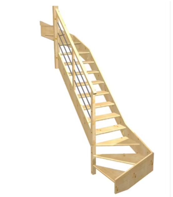 Escalier Aria double quart tournant haut &amp; bas rampe Régate tubes inox | LAPEYRE SERVICES