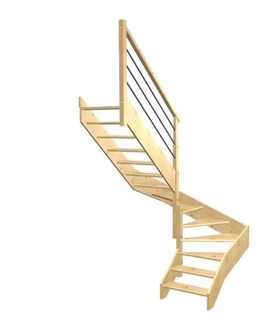 Escalier Aria double quart tournant intermédiaire rampe Régate tubes inox | LAPEYRE SERVICES