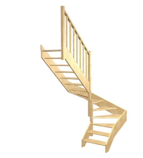 Escalier Aria double quart tournant intermédiaire sans rampe | LAPEYRE SERVICES