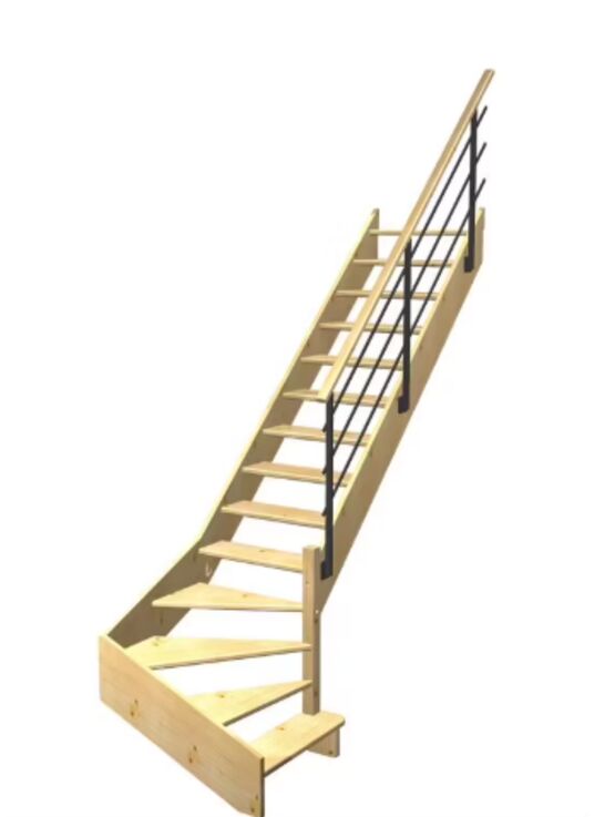Escalier Aria quart tournant bas marche débordante rampe Evan | LAPEYRE SERVICES