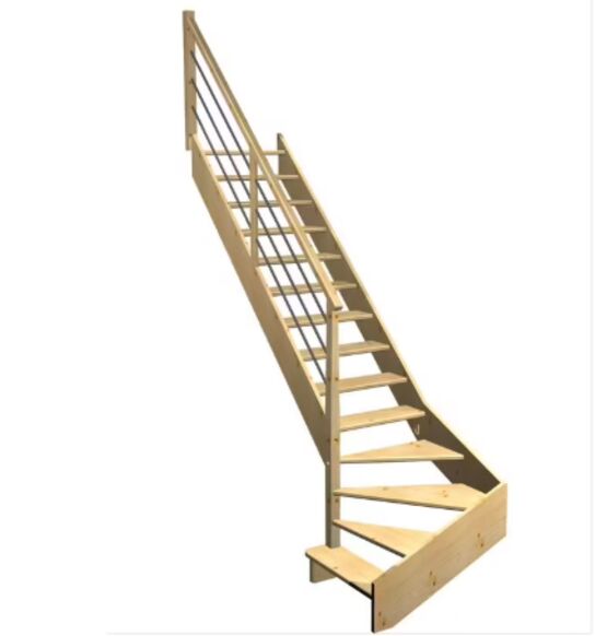 Escalier Aria quart tournant bas marche débordante rampe Régate tubes acier | LAPEYRE SERVICES