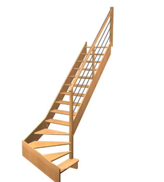 Escalier Aria quart tournant bas marche débordante rampe Régate tubes inox | LAPEYRE SERVICES