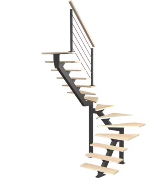 Escalier Elliot double quart tournant intermédiaire rampe Epure tubes | LAPEYRE SERVICES