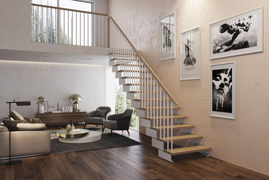  Escalier en bois et acier aux fixations invisibles pour intérieurs | Composity  - Escalier en métal