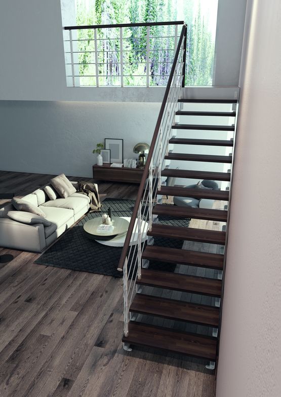 Escalier en bois et acier aux fixations invisibles pour intérieurs | Composity  - produit présenté par RINTAL - VALEF