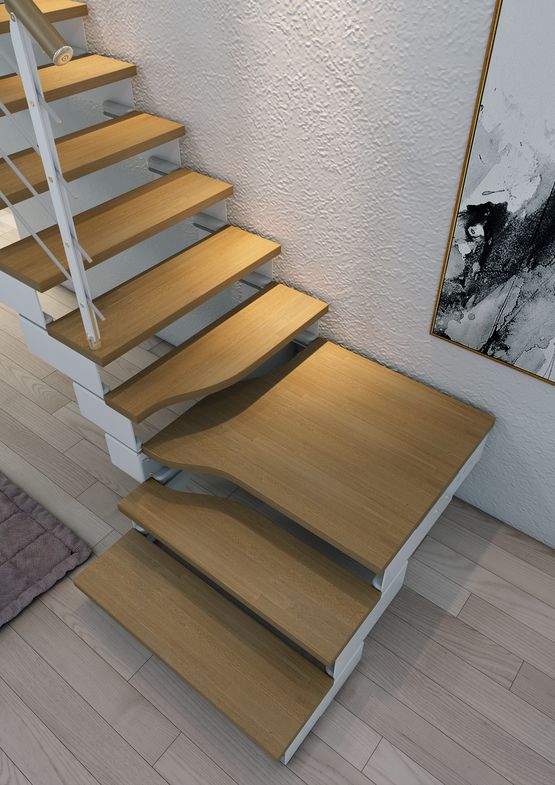 Escalier en bois et acier aux fixations invisibles pour intérieurs | Composity 