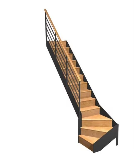 Escalier Esteban quart tournant bas rampe Fera main bois | LAPEYRE SERVICES