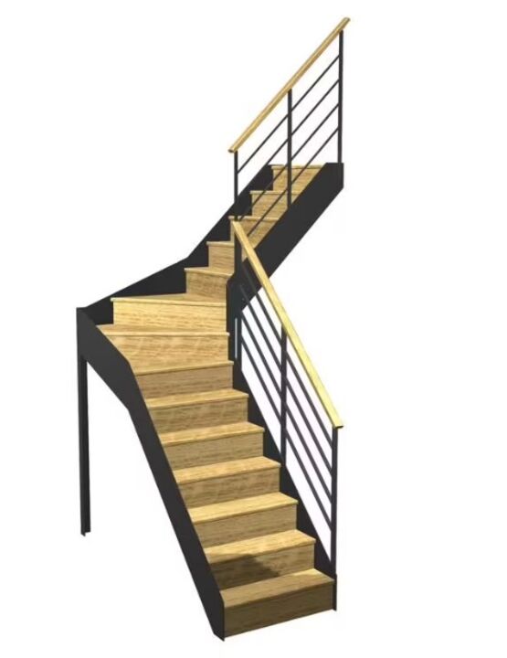 Escalier Esteban quart tournant intermédiaire rampe Fera main bois | LAPEYRE SERVICES