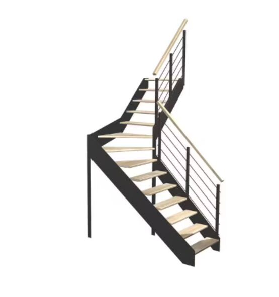 Escalier Estelle quart-tournant intermédiaire rampe Epure tubes inox | LAPEYRE SERVICES