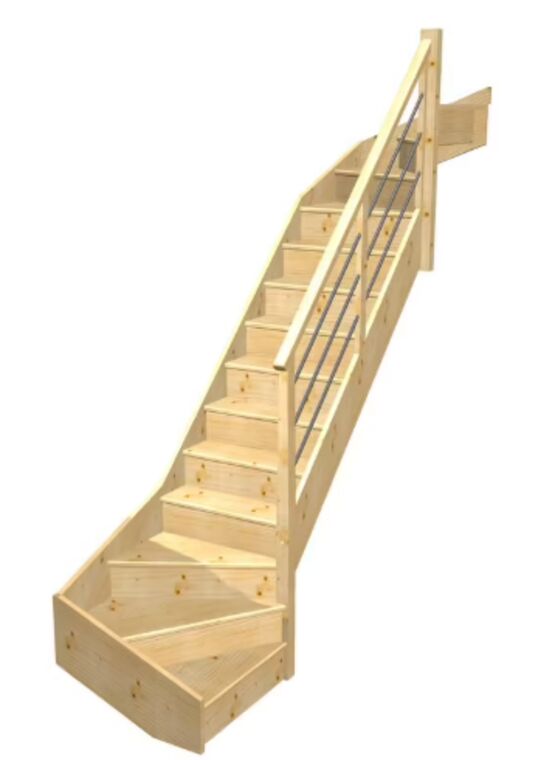 Escalier Faubourg double quart tournant haut &amp; bas rampe Régate tubes acier | LAPEYRE SERVICES