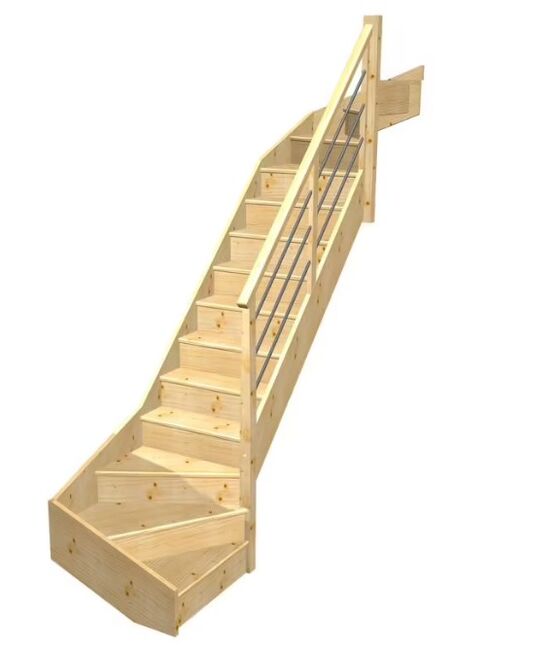 Escalier Faubourg double quart tournant haut &amp; bas rampe Régate tubes inox | LAPEYRE SERVICES