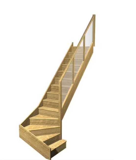Escalier Faubourg quart tournant bas marche débordante rampe | Emerence
