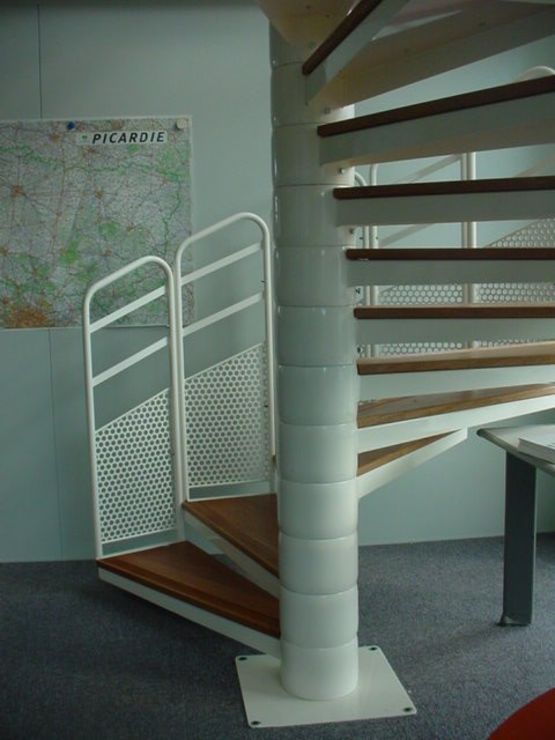 Escalier hélicoïdal en acier adapté aux issues de secours | Escalier hélicoïdal secours - Echelle à crinoline