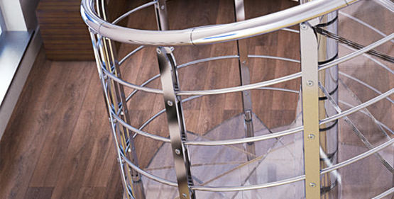  Escalier hélicoïdal en acier Inox et verre pour intérieurs | Brillia  - Escalier en métal