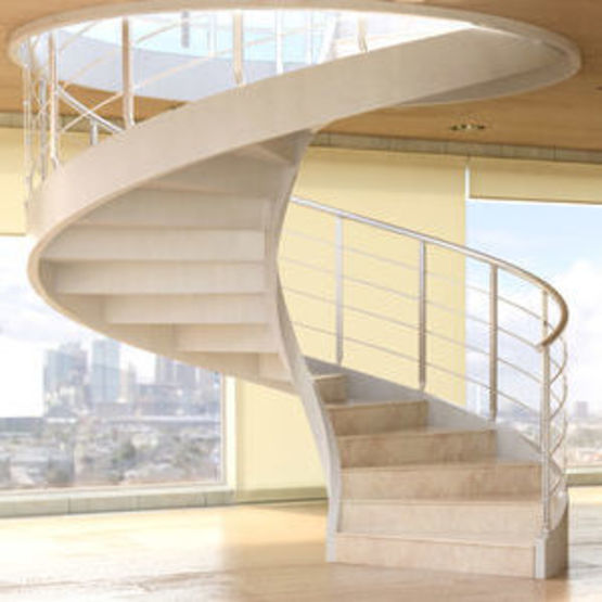 Escalier hélicoïdal en ciment avec différents modèles de rampes | Concrete