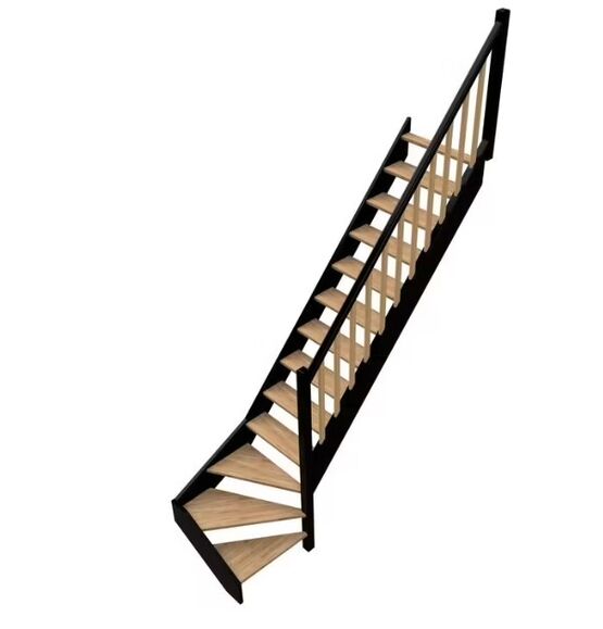 Escalier Kino quart tournant bas hêtre bicolore avec rampe | Lapeyre Services