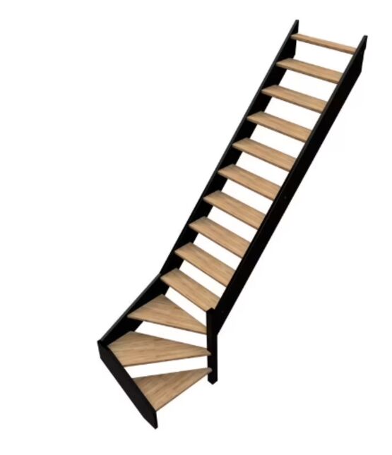 Escalier Kino quart tournant bas hêtre bicolore sans rampe | LAPEYRE SERVICES