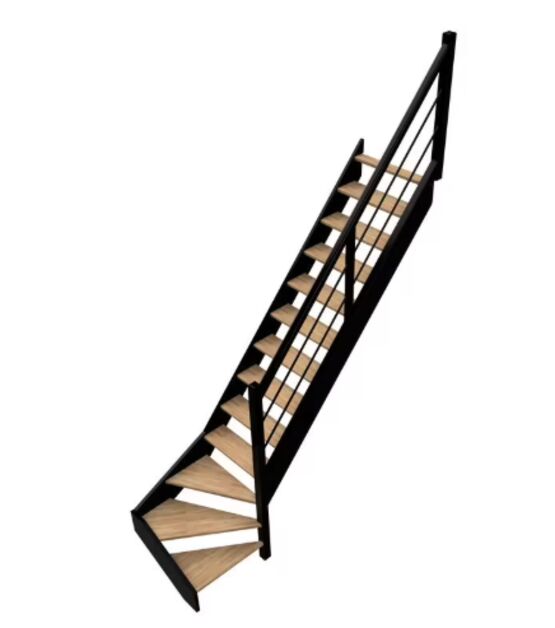 Escalier Ludo quart tournant bas hêtre bicolore avec rampe | LAPEYRE SERVICES