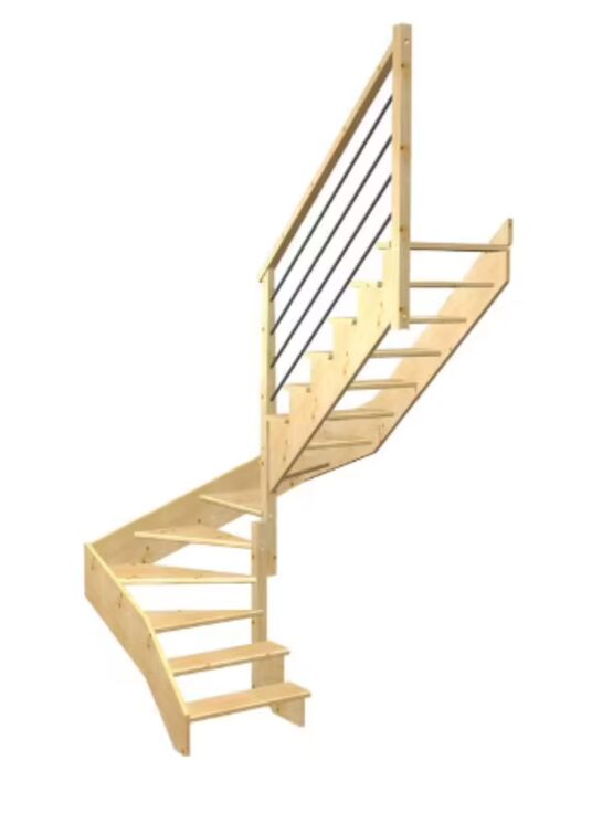 Escalier Ouessant double quart tournant intermédiaire rampe Régate tubes acier | LAPEYRE SERVICES