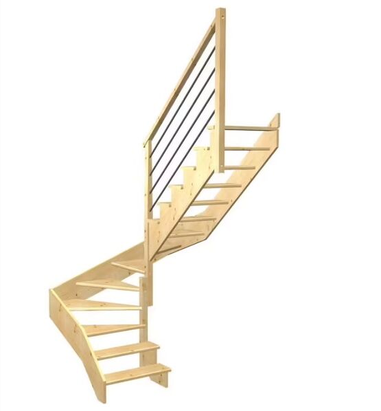 Escalier Ouessant double quart tournant intermédiaire rampe Régate tubes inox | LAPEYRE SERVICES